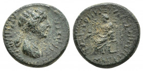 PHRYGIA. Hierapolis. Agrippina II (Augusta, 50-59). Ae.(16.5mm, 3.6g ) Magytes, magistrate. Obv: AΓPIΠΠΕINA ΣΕBAΣTH. Draped bust right. Rev: MAΓVTHΣ N...