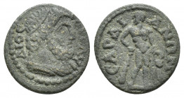LYDIA. Sardis. Pseudo-autonomous. Time of Caracalla (198-217). Ae. (14.4mm, 2.1g) Obv: SЄVC ΛVΔΙOC. Diademed and draped bust of Zeus right. Rev: CAPΔI...