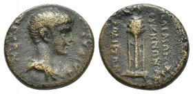 Phrygia. Laodikeia ad Lycum. Nero as Caesar AD 50-54. Bronze Æ (16.1mm, 3.7 g) NEPΩN KAIΣAP, bareheaded and draped bust of Nero right / ΠOΛEMΩNOΣ YIOY...