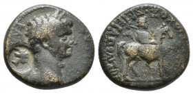 MYSIA, Pergamon. Mid-late 2nd century BC. Æ (16.5mm, 4.1 g). Laureate head of Asklepios right / Serpent-staff.