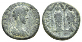 Roman Provincial Rev: ACΠENΔIΩN. Two cult statues of Artemis and Aphrodite standing facing.