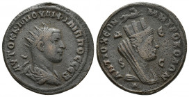 Syria, Seleucis and Pieria. Antiochia ad Orontem. Philip I. A.D. 244-249. AE octoassarion (30mm, 18.2 g ). AVTOK K M IOVΛI ΦIΛIΠΠOC CEB, radiate, drap...