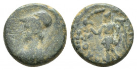 Phrygia, Laodikeia, c. 1st century AD. Æ (13mm, 2.3g ). Helmeted and draped bust of Athena l. R/ Nike walking l., holding wreath.