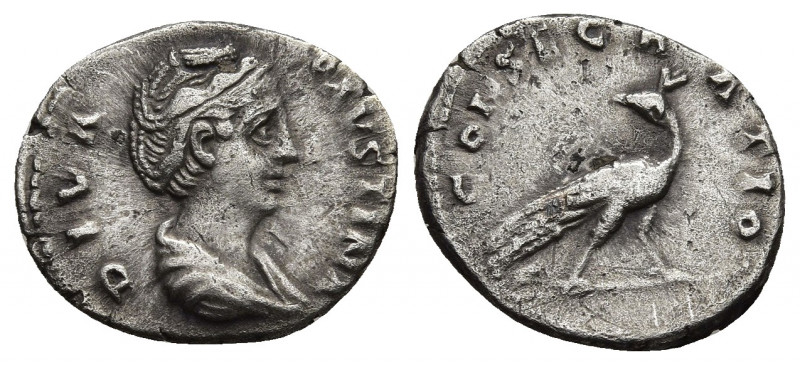 Diva Faustina Senior. AR Denarius (18.8mm, 3.13 g). Rome mint. Struck under Anto...