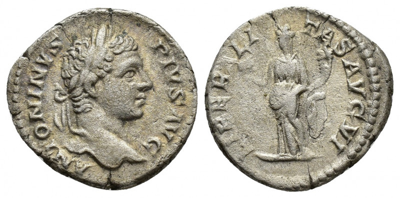 CARACALLA, (A.D. 198-217), silver denarius, issued 209, Rome mint, (17mm, 3.2g),...