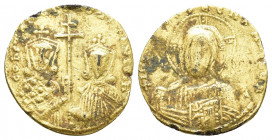 CONSTANTINE VII PORPHYROGENITUS, and ROMANUS II (913-959). Fourrée Solidus. (19.1mm, 2.2g) Obv: COҺSTAҺT´ CЄ ROMAҺ AVGG Ь´. Crowned facing busts of Co...