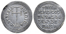 MICHAEL III, 'the Drunkard'. 842-867 AD. AR Miliaresion (22.9mm, 1.7 g). Constantinople mint. Struck 856-866 AD. IhSUS XRIS TUS nICA, cross potent on ...