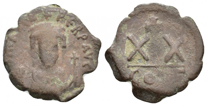 Phocas. 602-610. AE half follis (21.2 mm, 3.9 g). Constantinople mint. D N FOCA ...