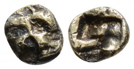 Greek 
IONIA, Uncertain (Circa 625-600 BC)
EL 1/24 Stater (6.7mm, 0.40g)
Obv: Raised swastika pattern.
Rev: Quadripartite incuse square.
Rosen 365; SN...