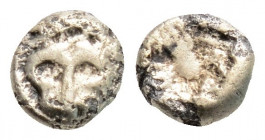 Greek
CARIA. Mylasa. (Mid 6th century BC)
EL 1/48 Stater (5mm 0.37g)
Obv: Head of lion facing.
Rev: Scorpion within incuse square.
SNG Kayhan 925-927.