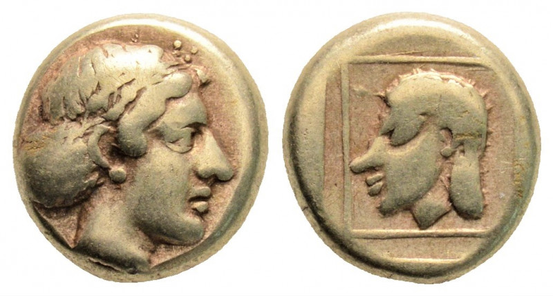 Greek 
LESBOS, Mytilene (Circa 412-378 BC)
EL Hekte (10.3mm, 2.45g)
Obv: Head of...