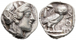 Greek
ATTICA, Athens (Circa 454-404 BC)
AR Tetradrachm (24.9mm, 15g)
Obv: Head of Athena to right, wearing crested Attic helmet ornamented with three ...