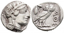 Greek
ATTICA, Athens (Circa 454-404 BC)
AR Tetradrachm (24.5mm, 16.9g)
Obv: Head of Athena to right, wearing crested Attic helmet ornamented with thre...