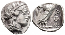 Greek
ATTICA, Athens (Circa 454-404 BC)
AR Tetradrachm (24.3mm, 16.9g)
Obv: Head of Athena to right, wearing crested Attic helmet ornamented with thre...