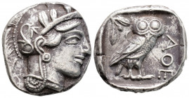 Greek
ATTICA, Athens (Circa 454-404 BC)
AR Tetradrachm (25mm, 16.7g)
Obv: Head of Athena to right, wearing crested Attic helmet ornamented with three ...