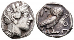 Greek
ATTICA, Athens (Circa 454-404 BC)
AR Tetradrachm (23.6mm, 14.7g)
Obv: Head of Athena to right, wearing crested Attic helmet ornamented with thre...