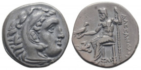 Greek
KINGS OF MACEDON, Alexander III ‘the Great’ (Circa 336-323 BC)
AR Drachm 17.3mm, 4.2g)
Obv: Head of Herakles to right, wearing lion skin headdre...