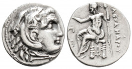 Greek 
KINGS OF MACEDON, Alexander III 'the Great' (Circa 336-323 BC)
AR Drachm (17.9mm, 4.3g) 
Obv: Head of Herakles right, wearing lion skin.
Rev: A...