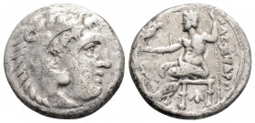 Greek 
KINGS OF MACEDON, Alexander III 'the Great' (Circa 336-323 BC)
AR Drachm (16.6mm, 4.1g)
Obv: Head of Herakles right, wearing lion skin.
Rev: AΛ...