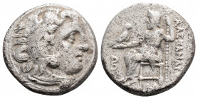 Greek
KINGS OF MACEDON, Alexander III ‘the Great’ (Circa 336-323 BC)
AR Drachm (17mm, 4g)
Obv: Head of Herakles to right, wearing lion skin headdress....