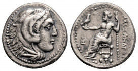 Greek 
KINGS OF MACEDON, Alexander III 'the Great' (Circa 336-323 BC) 
AR Drachm (16.8mm, 4.1g)
Obv: Head of Herakles right, wearing lion skin.
Rev: A...
