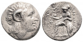 Greek
KINGS OF THRACE, Lysimachos,Ephesos (Circa 294-287 BC) 
AR Drachm (18.2mm, 3.8g)
Obv: Diademed head of the deified Alexander right, with horn of...