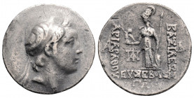 Greek
KINGS OF CAPPADOCIA, Eusebeia-Mazaka, Ariarathes V Eusebes Philopator (Circa 163-130 BC)
AR Drachm (19.5mm, 4g)
Obv: Diademed head of Ariarathes...