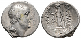 Greek
KINGS OF CAPPADOCIA, Ariobarzanes I Philoromaios (Circa 96-63 BC)
AR Drachm (16.9mm, 4.2g)
Obv: Diademed head to right
Rev: Athena Nikephoros st...