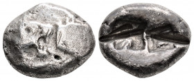 Greek
KINGS OF LYDIA, Kroisos (Circa 560-546 BC)
AR Siglos (16.5mm, 5.1g)
Obv: Confronted foreparts of a lion and a bull. 
Rev: Two incuse squares, on...