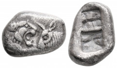 Greek
KINGS OF LYDIA. Time of Cyrus to Darios I (Circa 550/39-520 BC). Sardes.
AR Siglos (17mm 5.2g)
Obv: Confronted foreparts of lion and bull.
Rev: ...