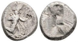 Greek
ACHAEMENID EMPIRE. Time of Darios I to Xerxes II (485-420 BC). Sardes.
AR Siglos (16mm 5.3g)
Obv: Persian king in kneeling-running stance right,...