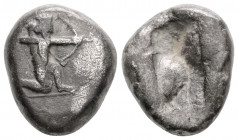 Greek
ACHAEMENID EMPIRE. Time of Darios I to Xerxes II (485-420 BC). Sardes.
AR Siglos (16mm 5.1g)
Obv: Persian king in kneeling-running stance right,...