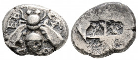 Greek
IONIA. Ephesos. (Circa 500-420 BC).
AR Drachm (16mm 3.3g)
Obv: ΕΦEΣION. Bee.
Rev: Quadripartite incuse square.
SNG Kayhan 140; SNG von Aulock 78...