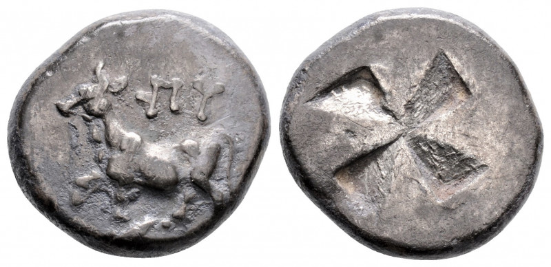 Greek
THRACE, Byzantion (Circa 340-320 BC)
AR Siglos (17.1mm, 5g)
Obv: Bull stan...