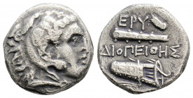 Greek
IONIA, Erythrai (Circa 325-315 BC)
AR Drachm (14mm 3.4g)
Obv: Head of Herakles left, wearing lion skin.
Rev: EPY / ΔIOΠEIΘHΣ. Club and bowcase; ...