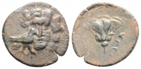 Greek
CARIA. Mylasa. (Circa 170-130 BC).
AR Drachm (17mm 2.1g)
Obv: Facing head of Helios; to left, eagle standing right.
Rev: Rose with bud to right....