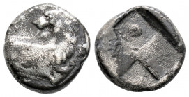 Greek
THRACE, Chersonesos (Circa 386-338 BC) 
AR Hemidrachm (12.1mm, 2.1g)
Obv: Forepart of lion right, head left.
Rev: Quadripartite incuse square wi...