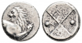 Greek
THRACE, Chersonesos (Circa 386-338 BC)
AR Hemidrachm (13mm, 2.2g)
Obv: Forepart of lion right, head left.
Rev: Quadripartite incuse square with ...