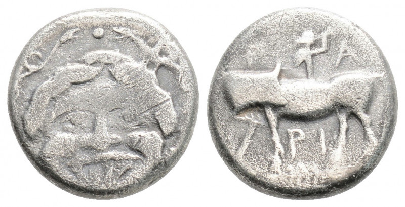 Greek
MYSIA, Parion (Circa 4th century BC) 
AR Hemidrachm (12.5mm, 2.1g)
Obv: Π-...