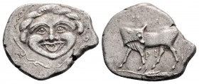 Greek 
MYSIA, Parion (Circa 4th century BC)
AR Hemidrachm (16.9mm, 2.2g)
Obv: ΠA / PI. Bull standing left, head right. Control: Below, grain ear right...