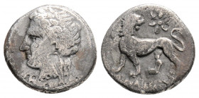 Greek
IONIA, Miletos (Circa 340-325 BC)
AR Hemidrachm (11.9mm, 1.54g)
Obv: Laureate head of Apollo to left.
Rev: Lion standing to left, head right; st...