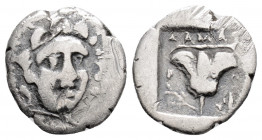 Greek
ISLAND OFF CARIA, Rhodos (Circa 125-88 BC)
AR Hemidrachm (11.6mm, 1g)
Obv: Damas, magistrate. Radiate head of Helios facing slightly r. 
Rev: Ro...