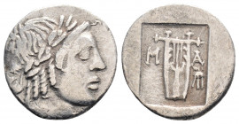 Greek
LYKIAN LEAGUE, Masikytes (Circa 44-18 BC)
AR Hemidrachm (14.5mm, 1.47g)
Obv: Laureate head of Apollo to right; Λ behind, Y before.
Rev: Kithara;...