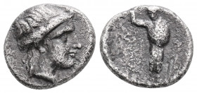 Greek
Uncertain (Circa Late 5th Century BC)
AR Hemidrachm (12mm 1.6g)
Obv: Head of young male right, wearing tainia.
Rev: Athena (?) standing facing, ...