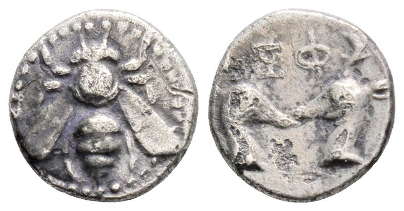 Greek
IONIA. Ephesos. (Circa 390-325 BC).
AR Diobol (10mm 1g)
Obv: Bee.
Rev: EΦ....