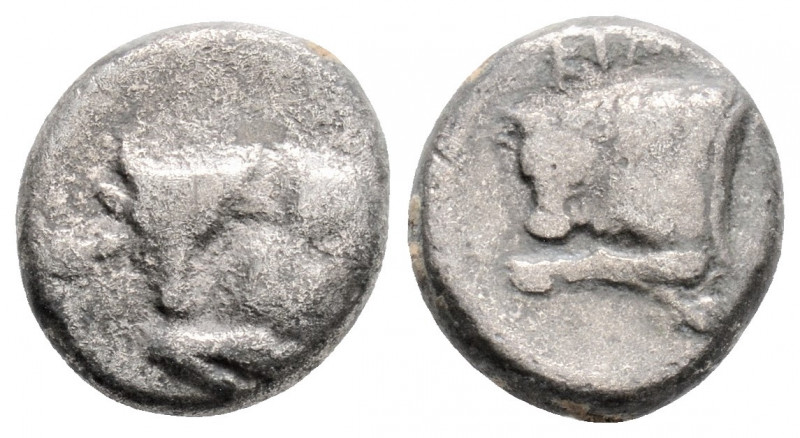 SATRAPS OF CARIA. Kim- (Circa early 4th century BC) 
AR Diobol (12mm 1.67g)
Obv:...