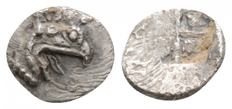 Greek
IONIA. Teos. (Circa 540-510 BC). Phokaic Standard.
AR 1/48 Stater (7.8mm 0...