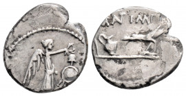 Roman Republic
The Triumvirs. Mark Antony (Late summer-autumn 43 BC) Military mint traveling with Antony and Lepidus in Transalpine Gaul
AR Quinarius ...