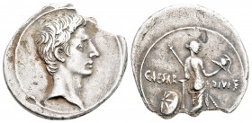 Roman Republic
Octavian. (32-31 BC). Uncertain mint in Italy, possibly Rome.
AR Denarius (21mm 3.3g)
Obv: Bare head right.
Rev: CAESAR - DIVI F.Venus ...
