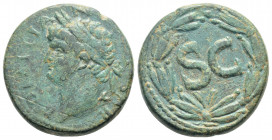 Roman Provincial
SYRIA, Seleucis and Pieria, Antiochia ad Orontem, Nero(54-68 AD)
AE Bronze (21.7mm, 7g)
Obv: Laureate head of Nero left.
Rev: Large S...